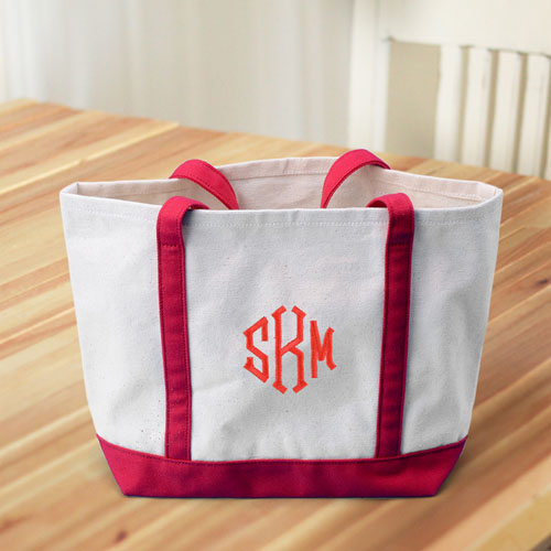 定製刺繡中號手提袋(紅色)