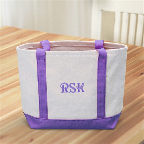 定製刺繡中號手提袋(紫色)