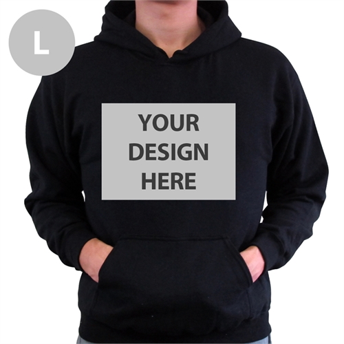 定制個性化黑色套頭連帽外套 (Hoodie) L碼